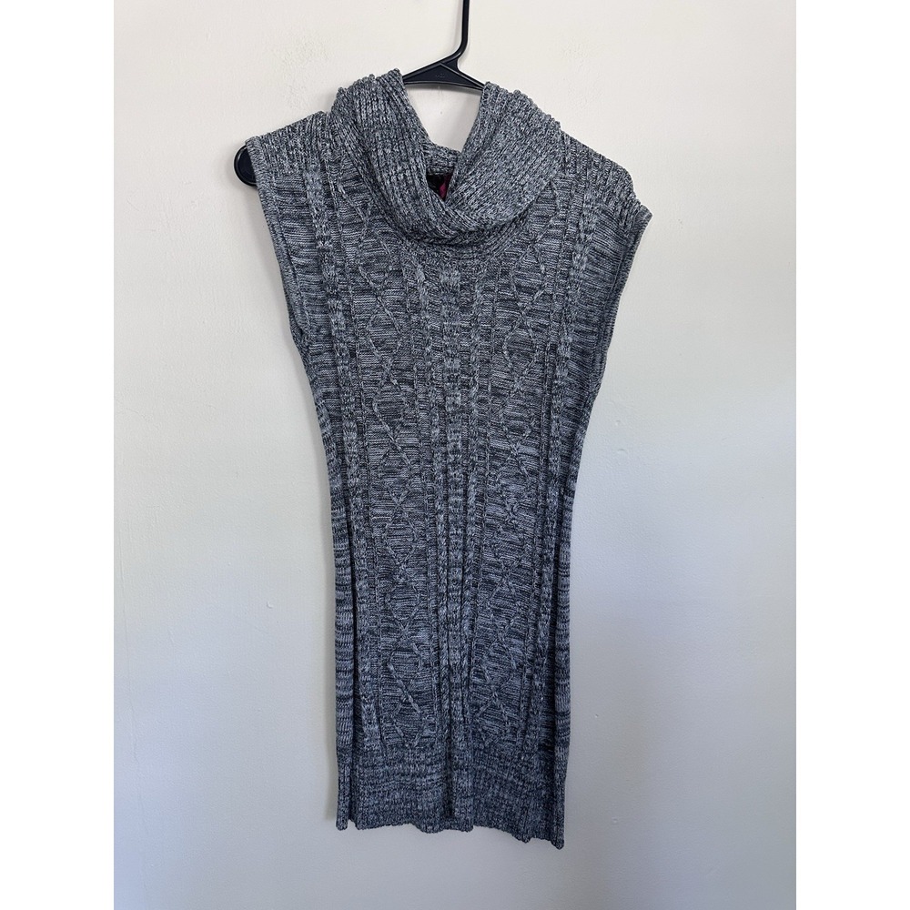 VTG Early 2000s Gray Sleeveless Turtleneck Sweater Tunic Dress Size MEDIUM Indie